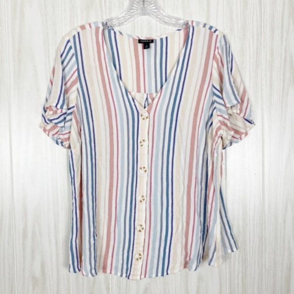 Torrid | Multi-Stripe Gauze Button Front Top 2x - image 3